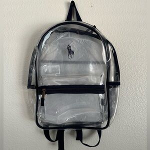 Polo Ralph Lauren Big Pony Clear See Through Backpack Bag PWing Preppy Bear NYC